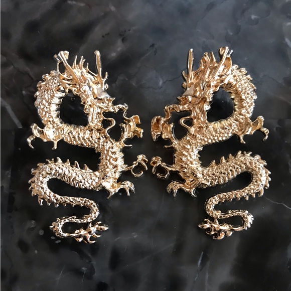 Jewelry - Gold Dragon Statement Earrings